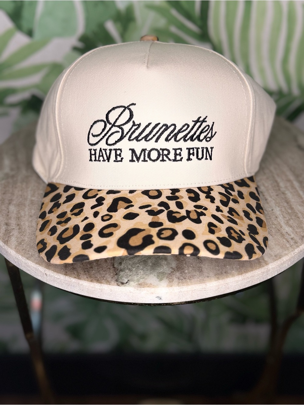 Brunettes Have More Fun Leopard Brim Cap - Cream